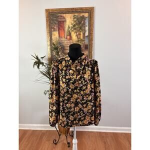 Pleione Women Blouse M Retro Cottagecore Long sleeve High Keyhole Neck Boho